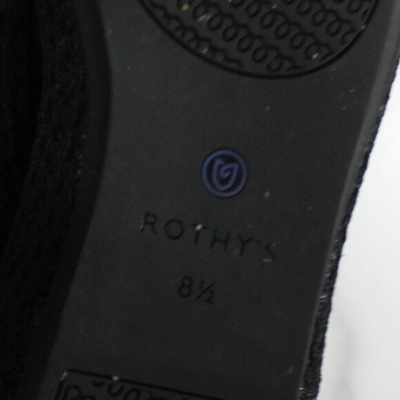 Rothy's Black Honeycomb Rounded Toe Flats sz 8.5 - Picture 8 of 9